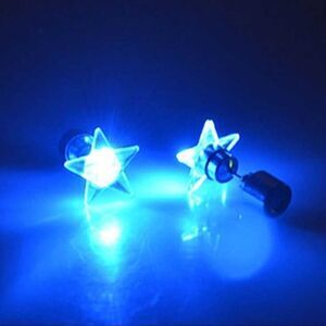 Blue Stars LED Light Up Flashing Post Stud Earrings NEW